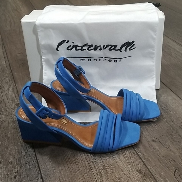L'intervalle Fiorela Women's Blue Nubuck (Suede) Sandals Size EU=36 US=5 - Picture 2 of 8